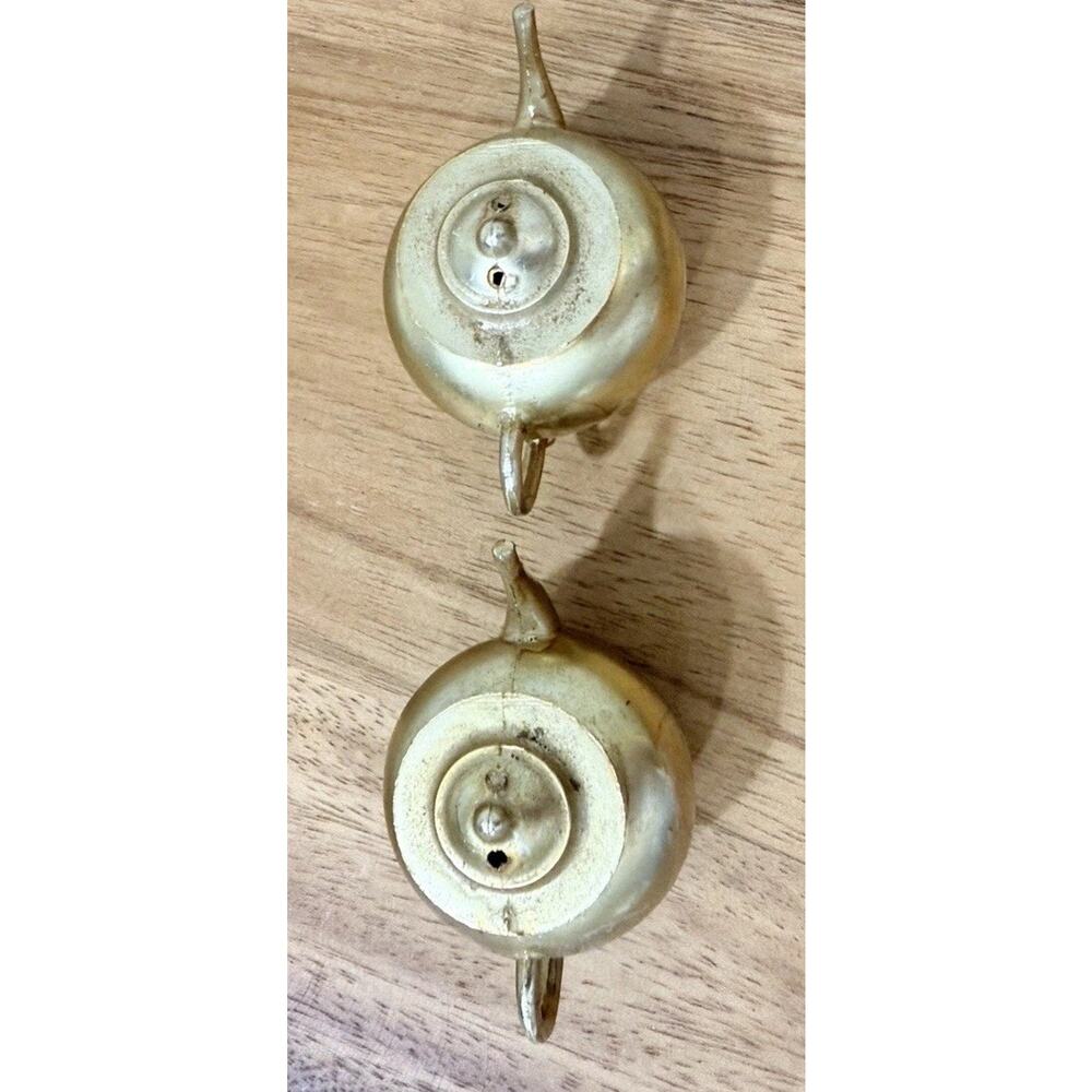 Mini Vintage Belly Teapot Salt & Pepper Shakers Gold Finish 1x2” - Picture 3 of 5